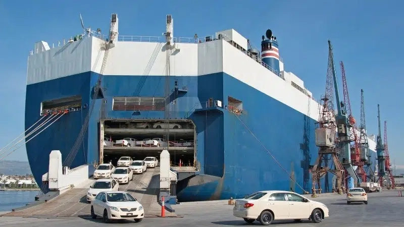 RO-RO car carrier ship used for exporting vehicles from Japan